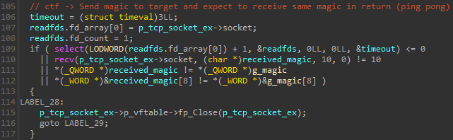 Send and receive magic data to/from TCP target