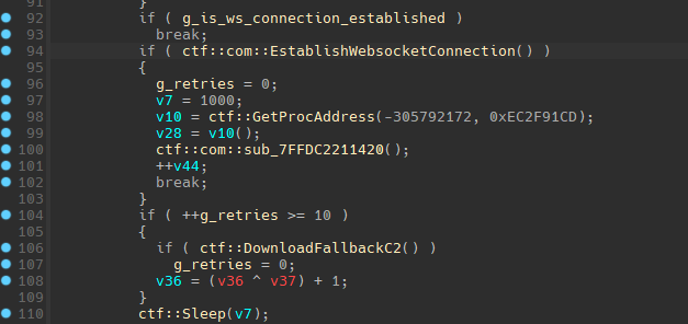 TELEPUZ WebSocket connection retry logic attempting 10 connections before triggering C2 fallback methods