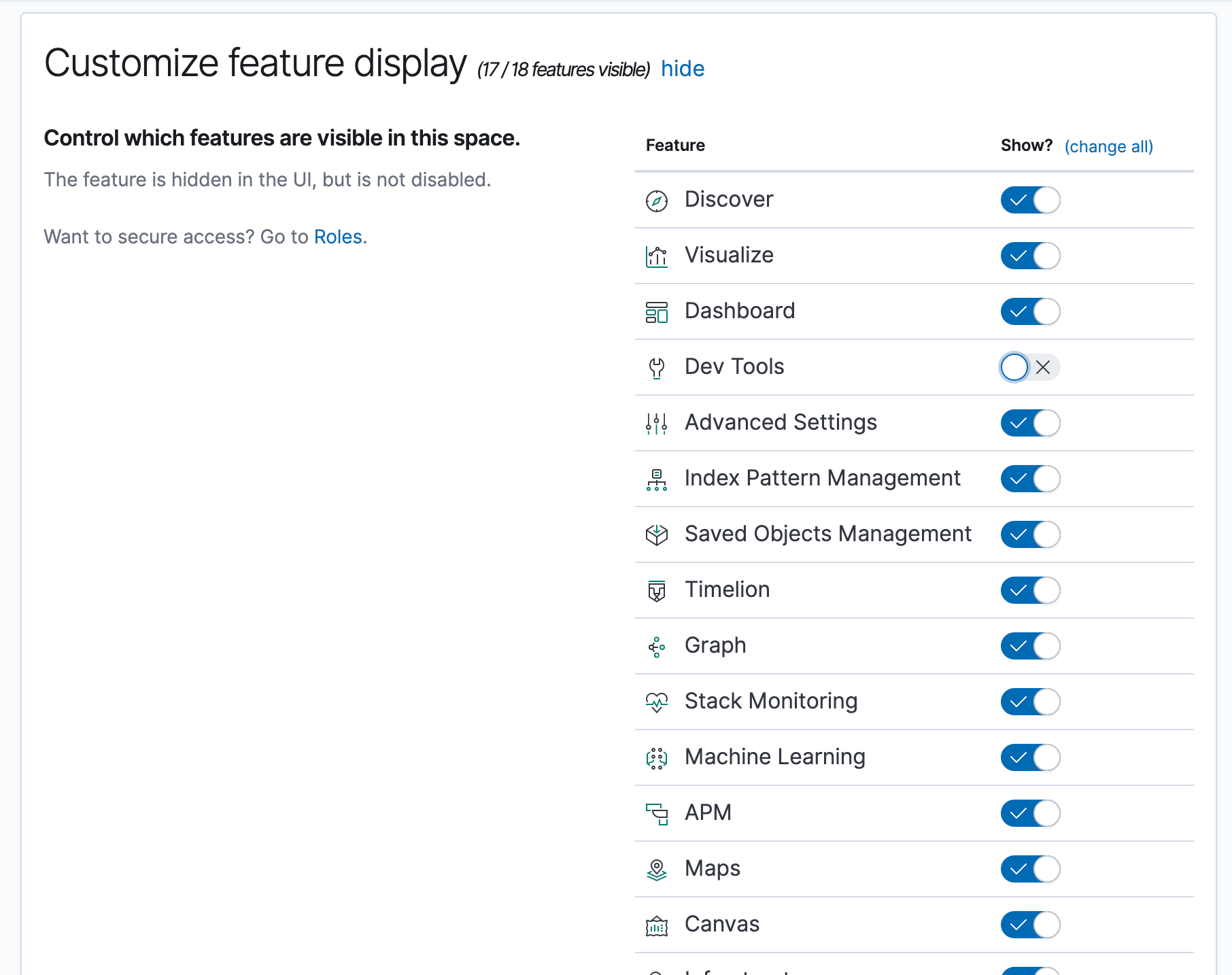 Custom feature display