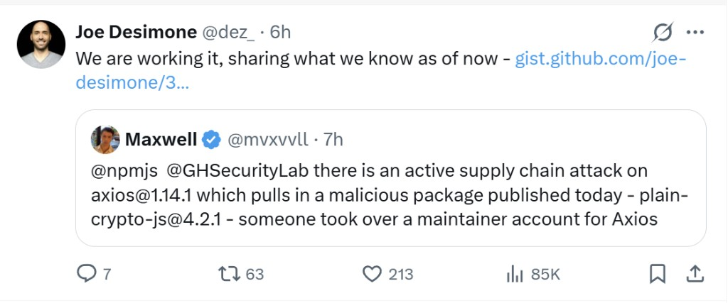 Early coordination on X as Elastic Security Labs began sharing indicators and analysis during the active compromise