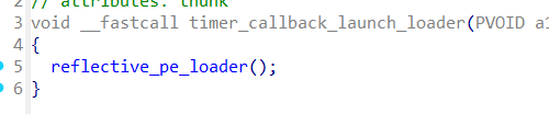 Timer callback calling reflective PE loader