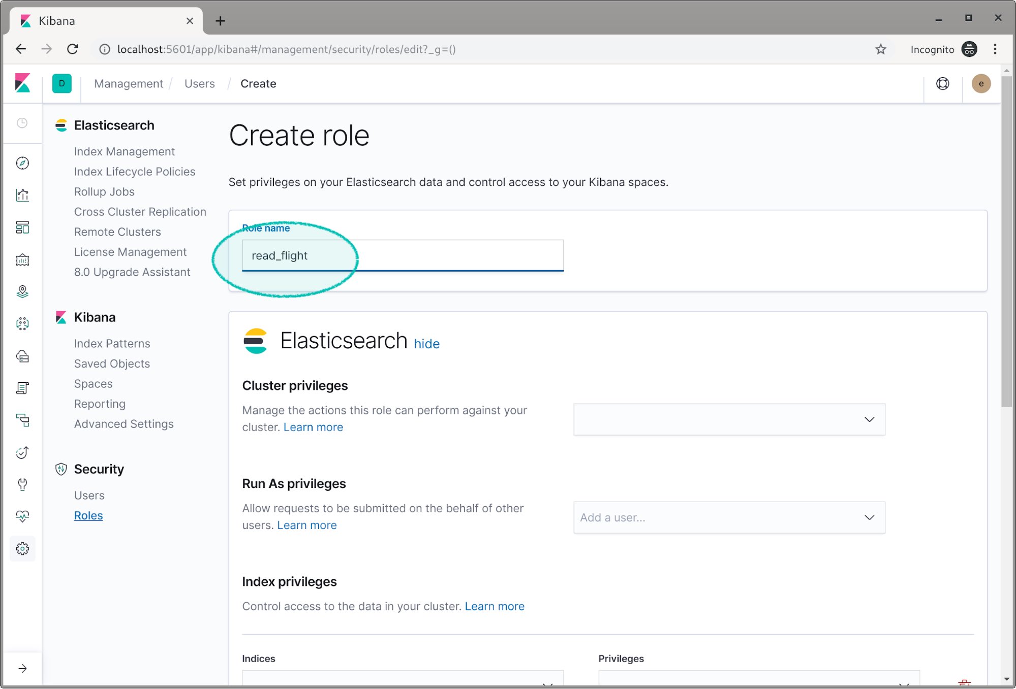 Create read_flight role