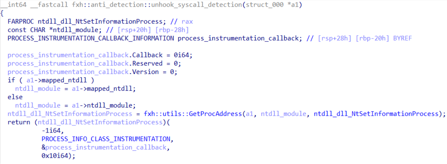 Unhooking process instrumentation