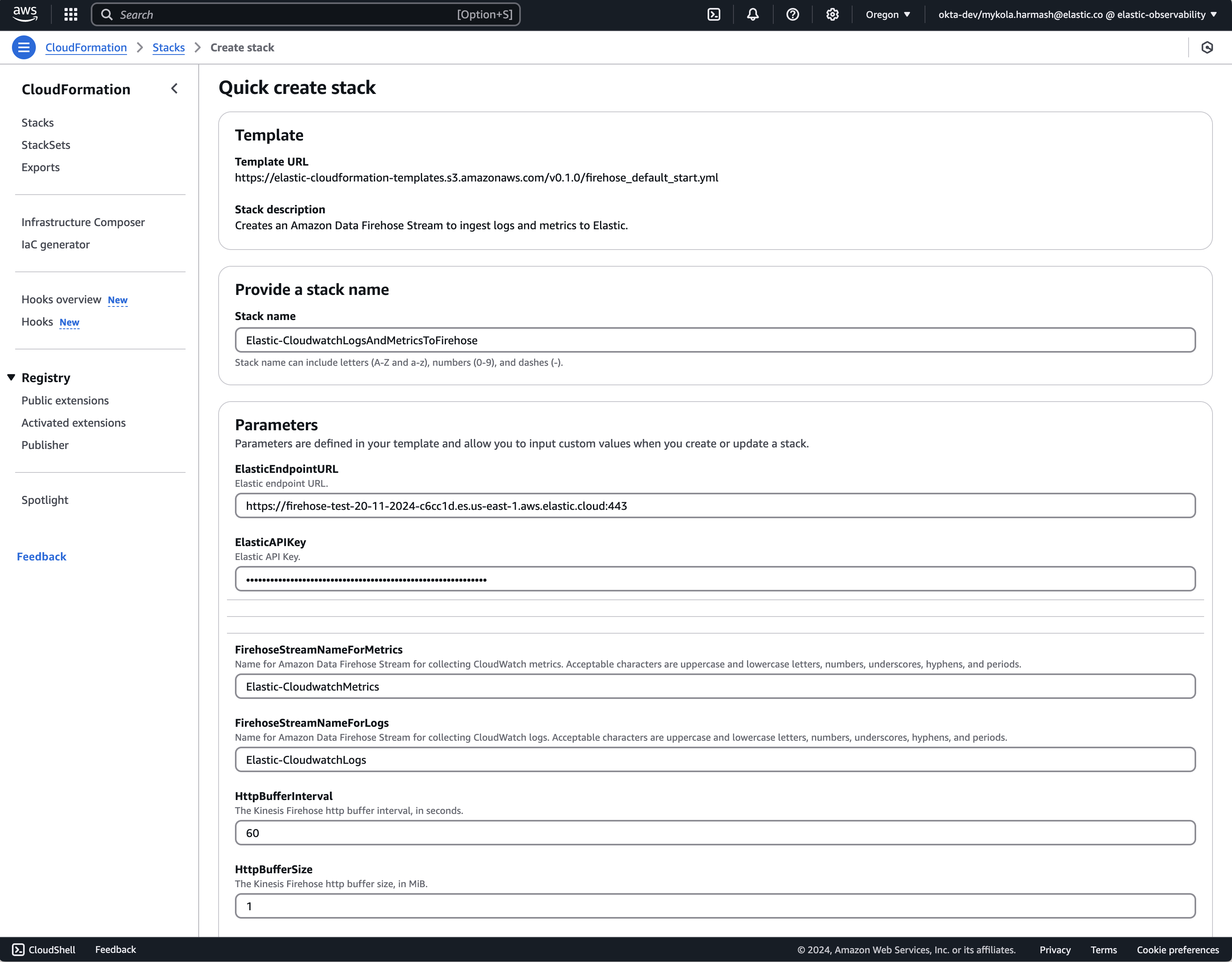 Firehose onboarding aws console
