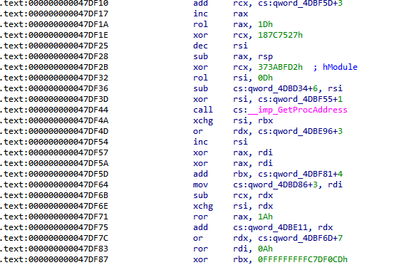 Junk instructions using legitimate import