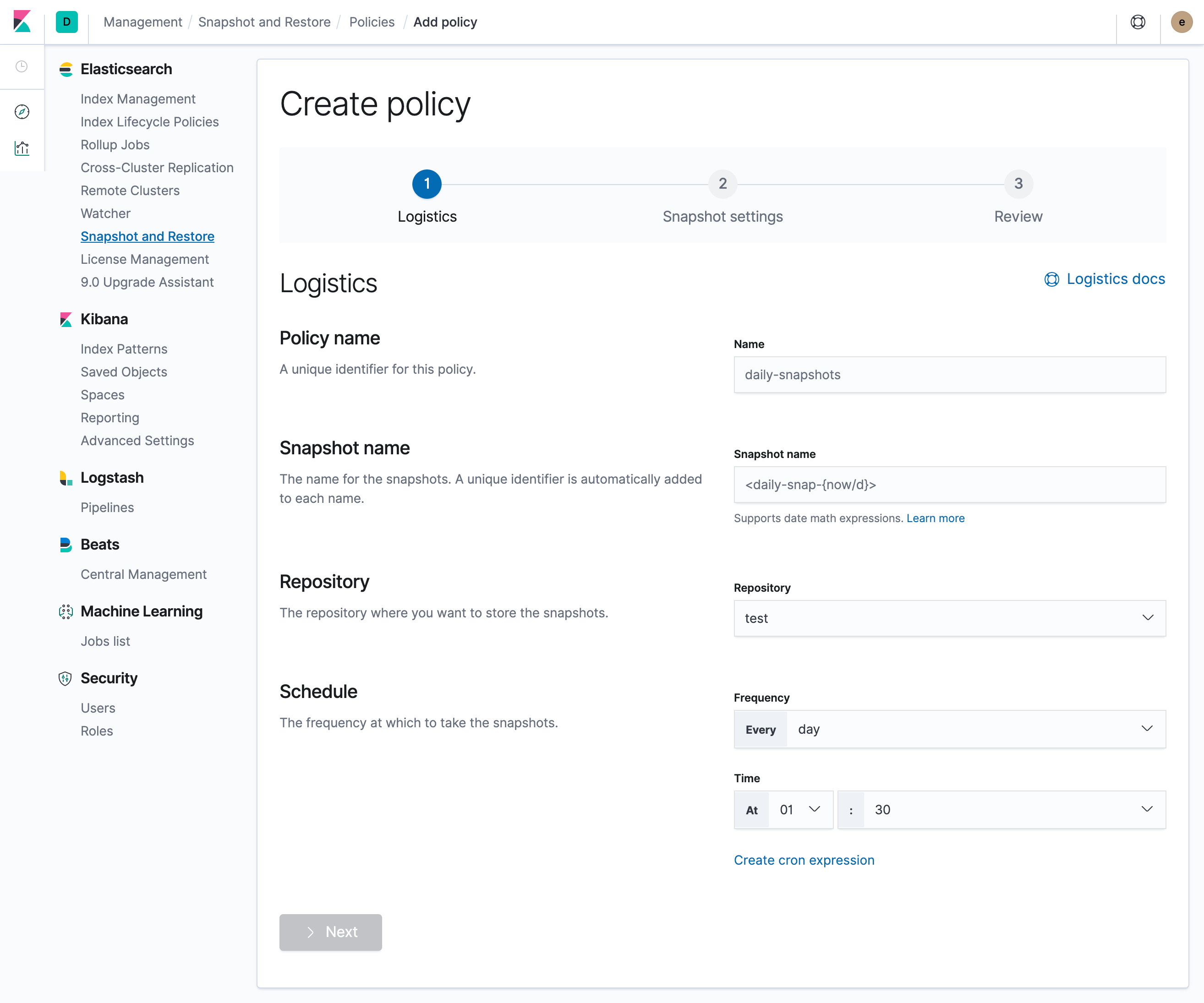 Snapshot Lifecycle Management UI