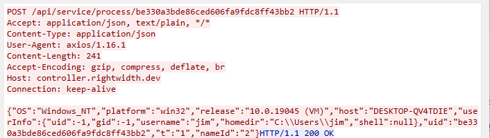 Network request showing registration over Socket.IO