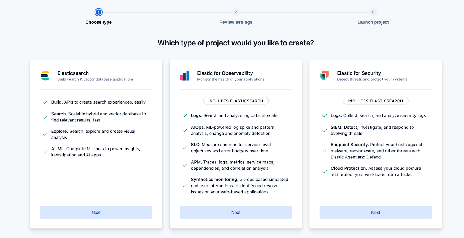 Select solution in Elastic Serverless