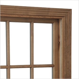 a close view of a wood window
