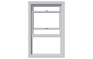 a gray illustration of a single-hung window