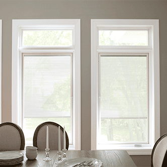 two casement windows with blinds-between-the-glass and transoms