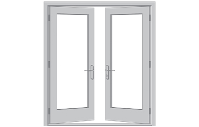 a gray illustration of a french patio door