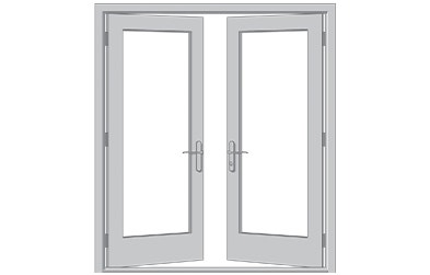 a gray illustration of a french patio door