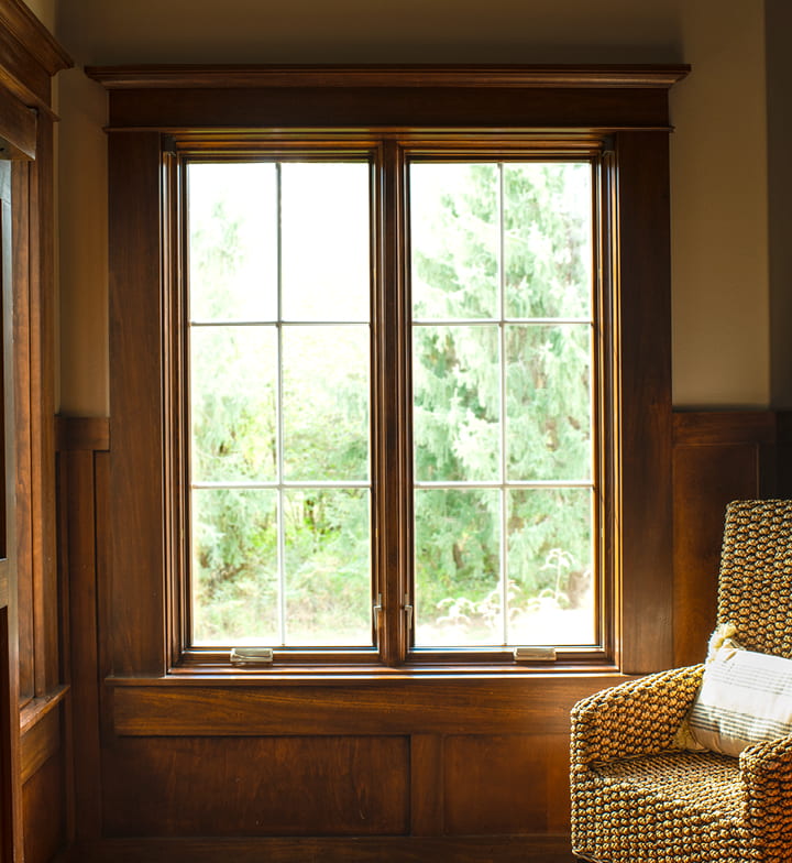 two wood casement windows