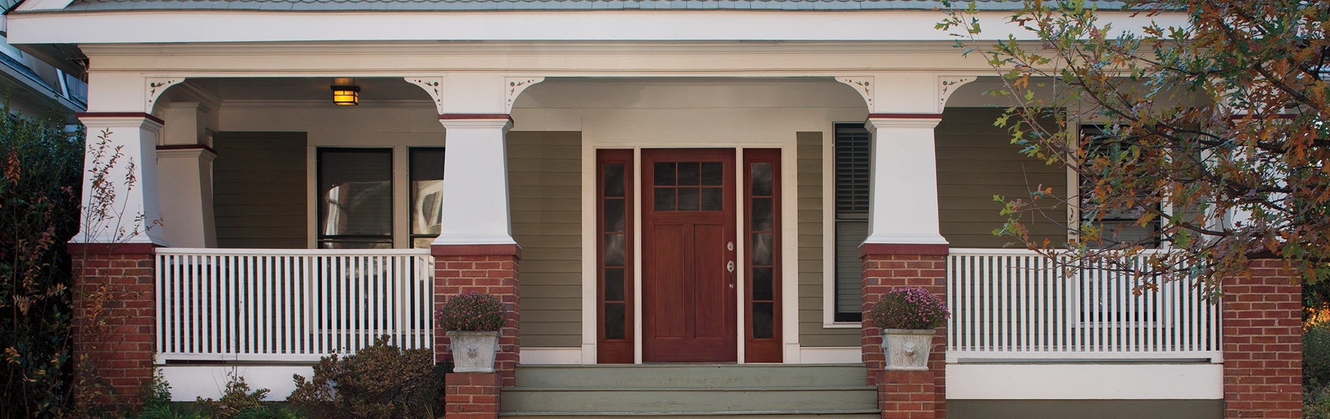 craftsman entry door on a craftsman-style home