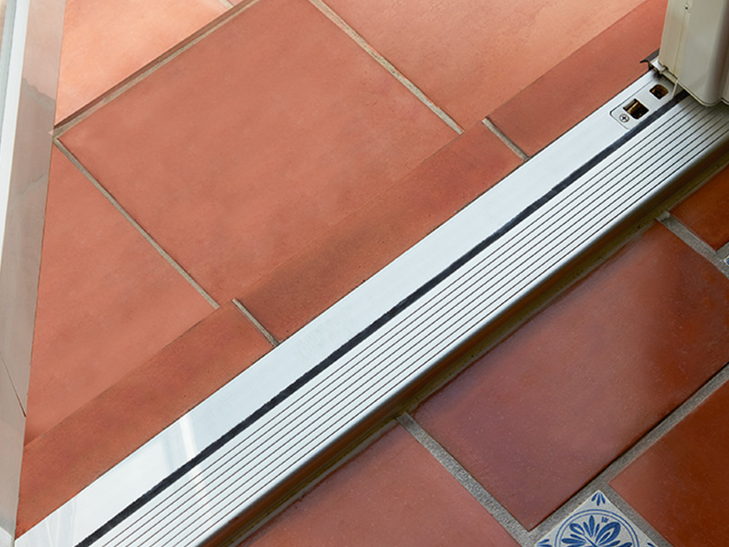 the threshold of a sliding patio door