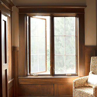 two wood casement windows 