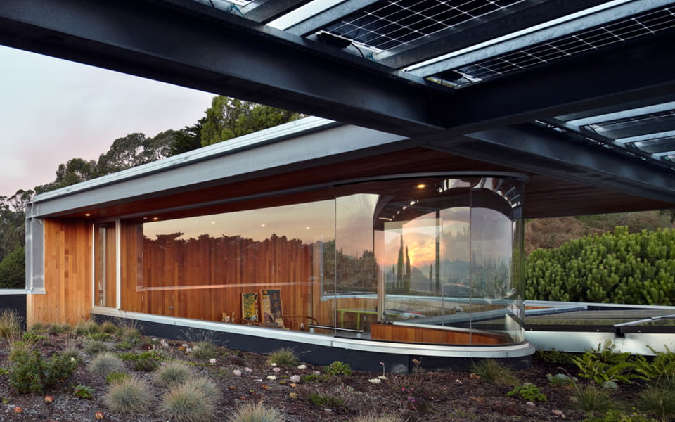 The Xiao Yen-designed home with an extensive curved window wall