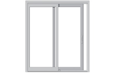 a gray illustration of a sliding patio door