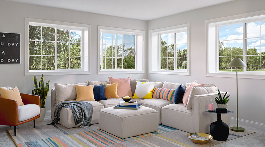 four black double-hung windows with the hidden screen