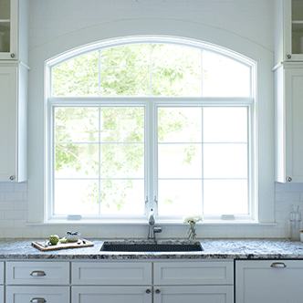 White Windows Over A Kitchen Cupboard