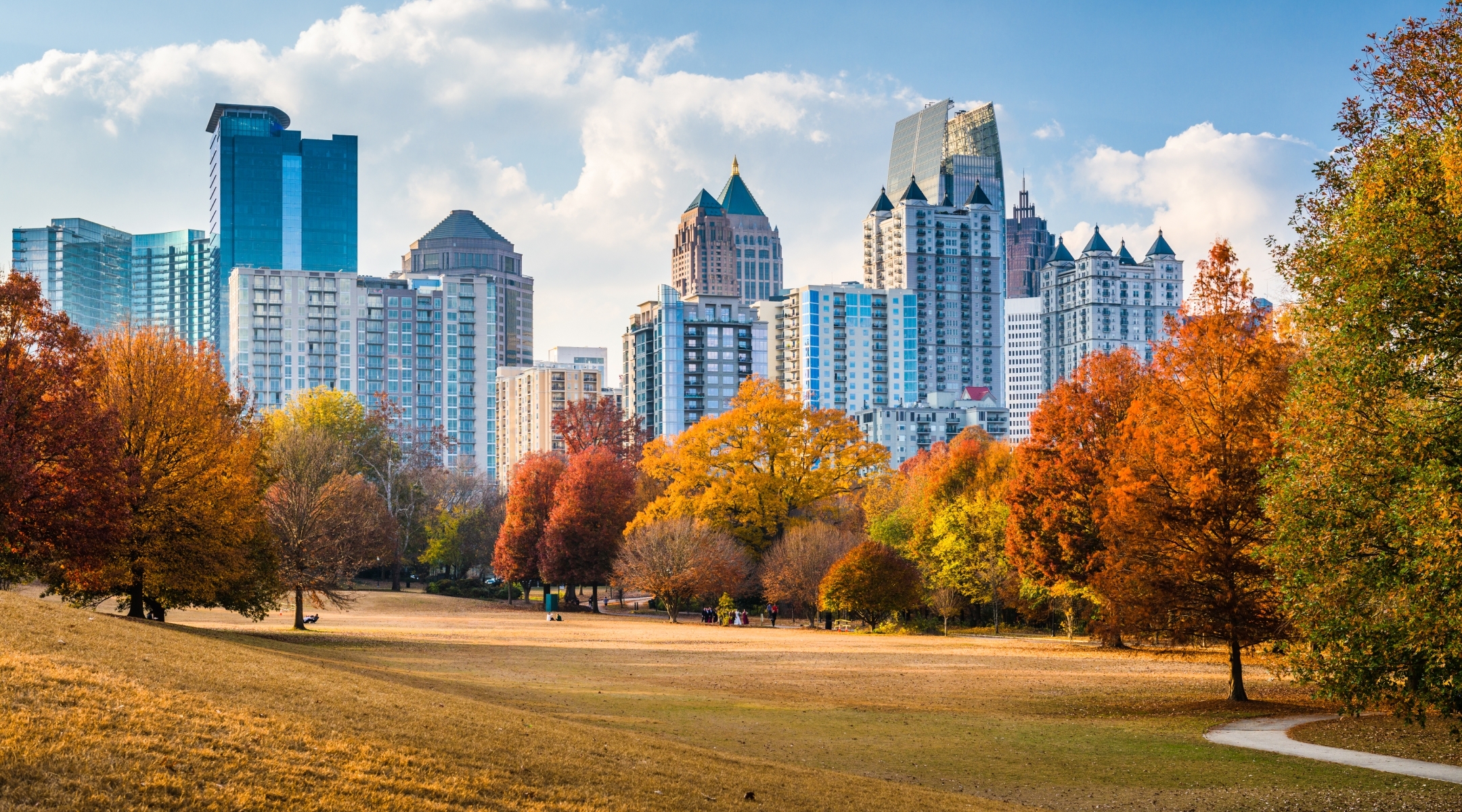 Downtown buildings and park in Georgia