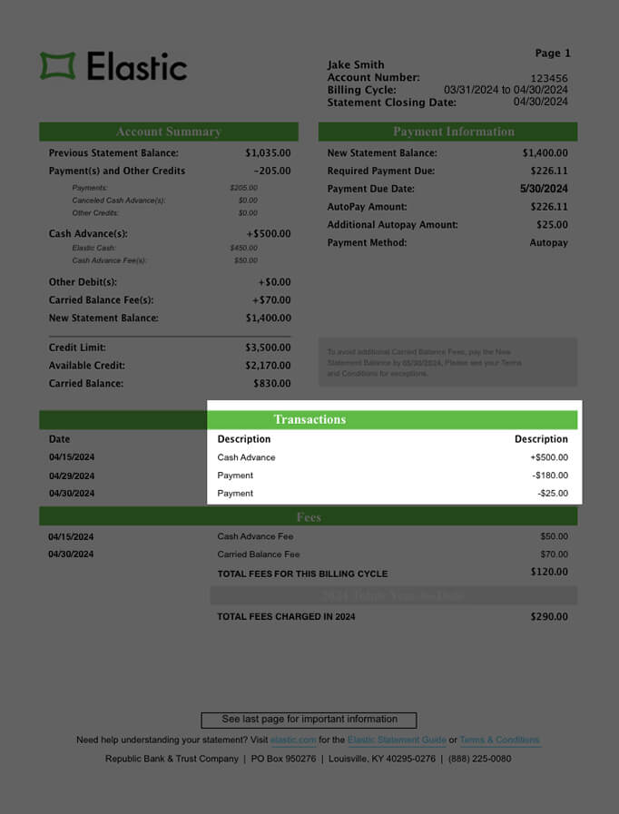 Account Summary Details