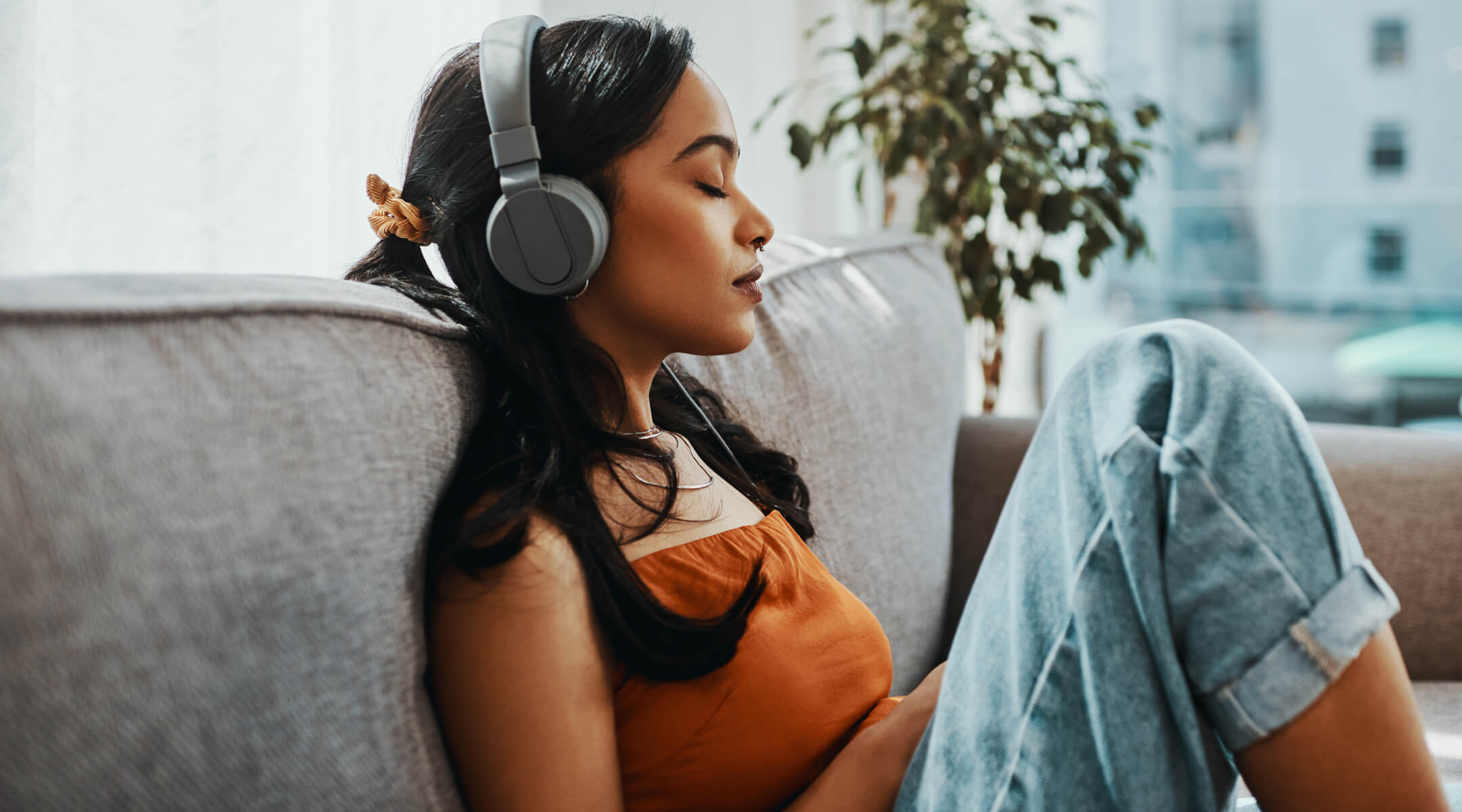 Woman listening to music