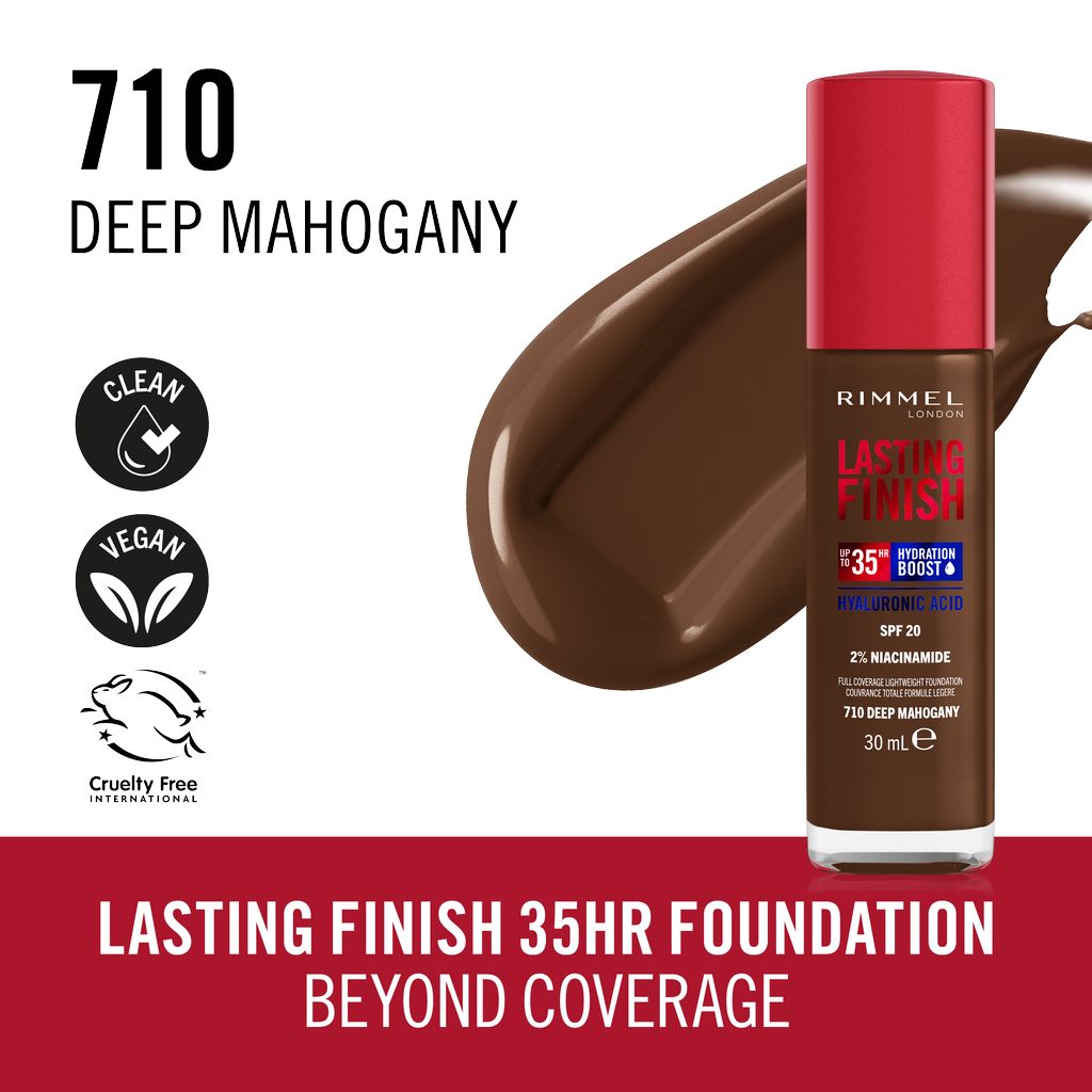 Rimmel London Lasting Finish Foundation Mit Hyaluron - 35H Halt, SPF20, Feuchtigkeitsspendend & Vegan
