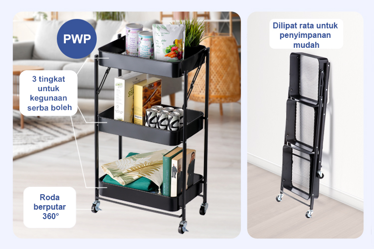 Pwp Rack Color Kartrij eSpring PWP Rak Troli Dapur Boleh Lipat ATAU GWP Penyusun Peti ...