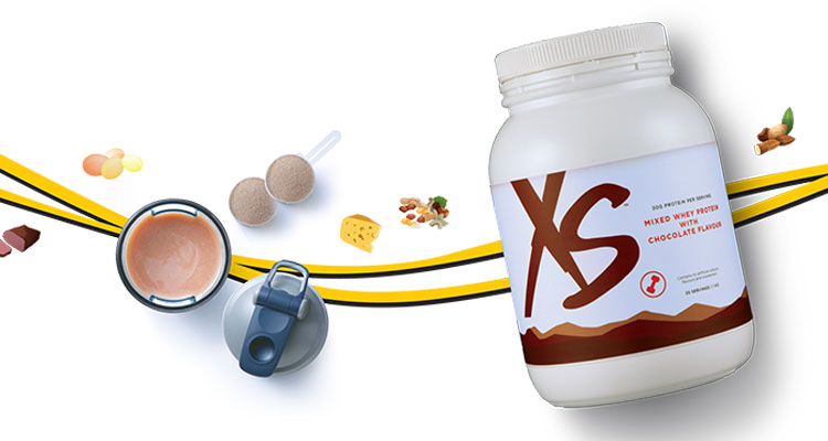 XS Whey protein canister