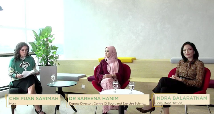 Host Che Puan Sarimah (left) with panel speakers Dr Sareena Hanim (middle) and Indra Balaratnam (right).jpg