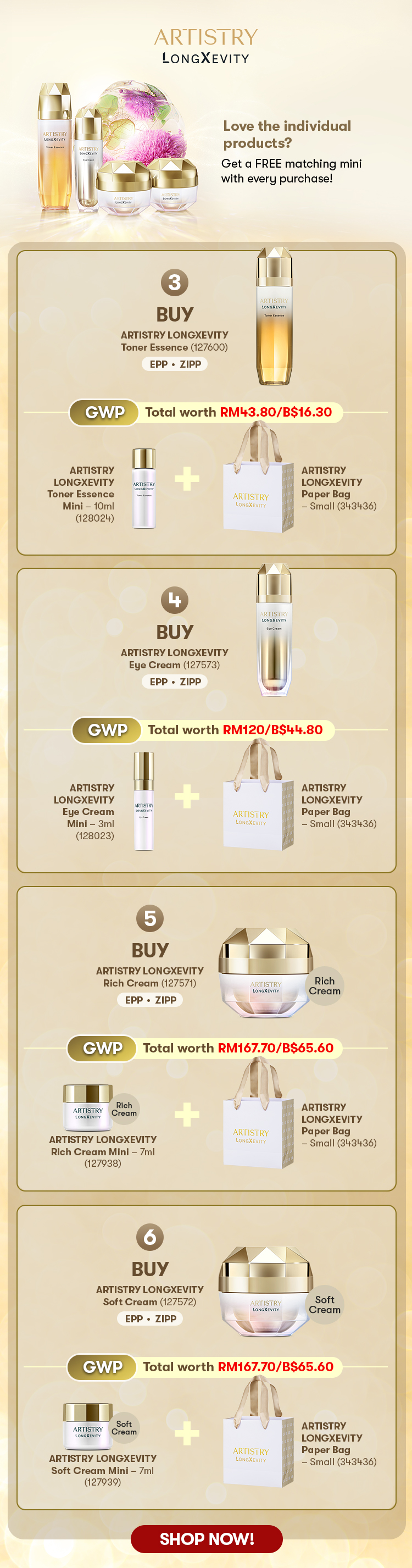 ARTISTRY LONGXEVITY Promotions | Amwaynow