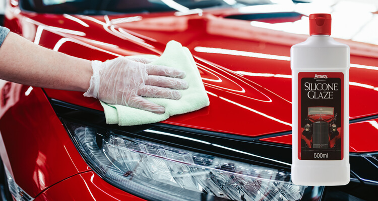 Use the Amway Home SILICONE GLAZE Car Polish for a long-lasting shine