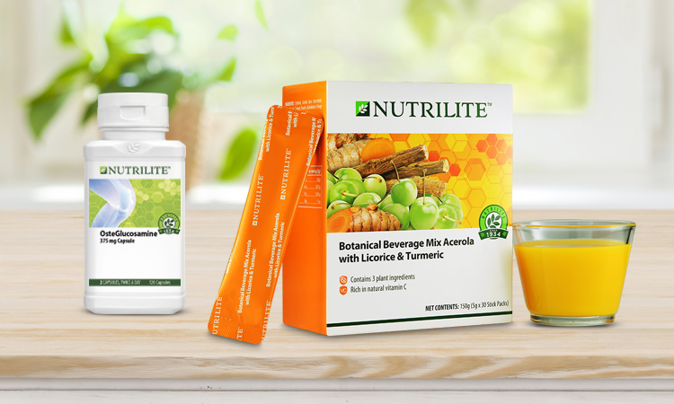 Nutrilite Osteglucosamine and Botanical Beverage Mix Acerola with Licorice and Turmeric