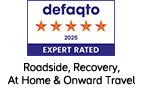 5 Star Defaqto rated Roadside, Recovery & At Home cover with Onward Travel