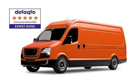 Van cut out with RAC Comprehensive Van insurance rated 5* by Defaqto badge