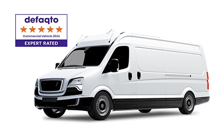 Van cut out with RAC Comprehensive Van insurance rated 5* by Defaqto badge