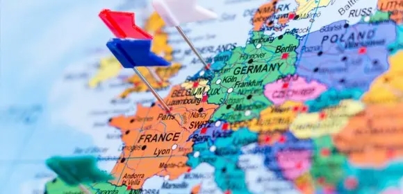 Map of Europe with pins