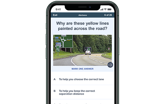 Driving Theory Test app on mobile phone
