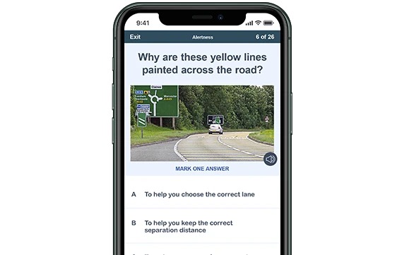 Driving Theory Test app on mobile phone