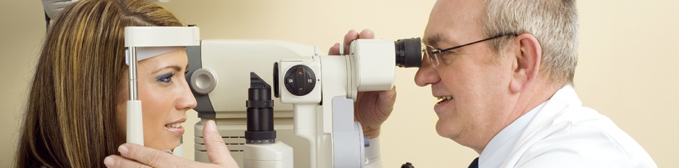 woman getting eye exam