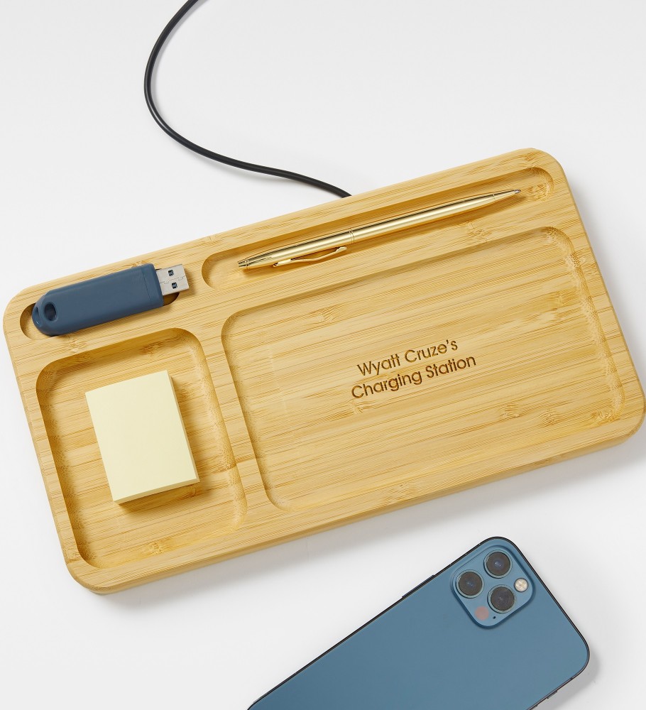 Things Remembered® Engraved Bamboo Charging Valet Tray