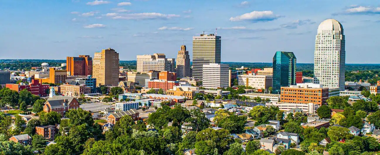 A view of the Winston-Salem, NC downtown skyline