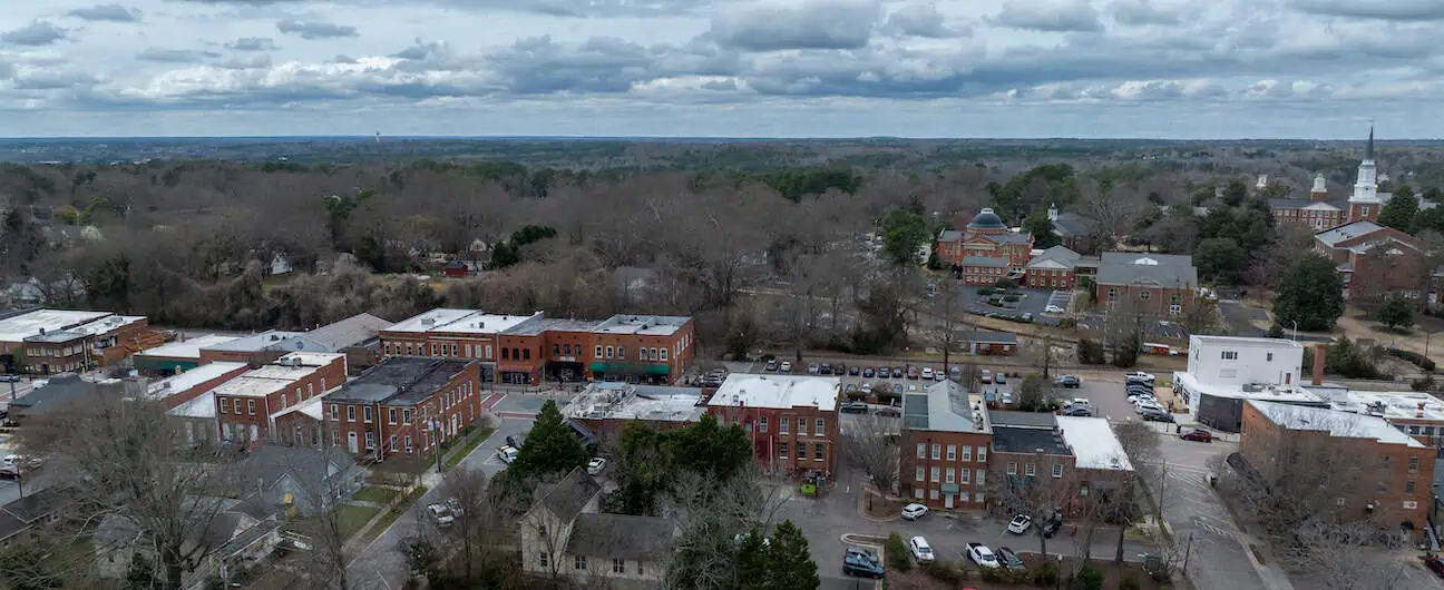 A view of Wake Forest, NC in wintertime