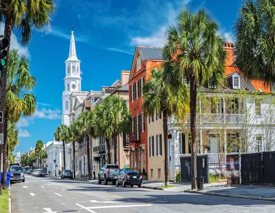 St. Michaels Church and Broad St. in Charleston, SC.