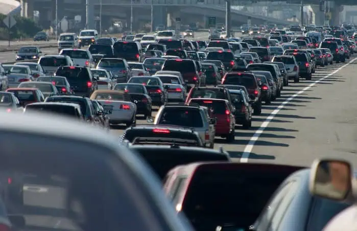 A traffic jam on a highway