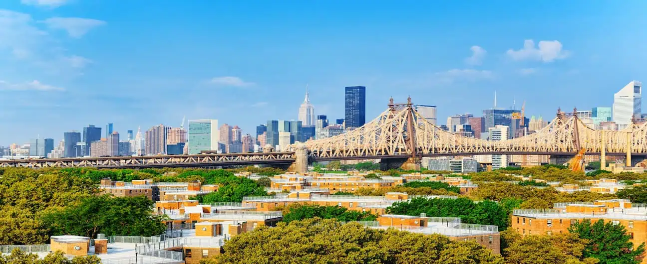 Queensboro Bridge across the East River between the Upper East Side Manhattan and Queens district in New York.